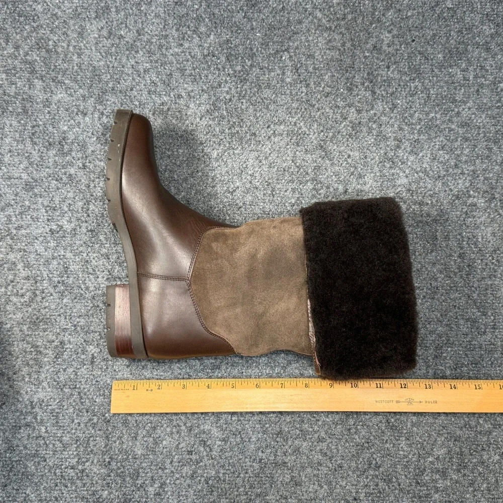 On Five Italian Suede Leather‎ Shearling Boots Women's 8 Brown Knee High Winter